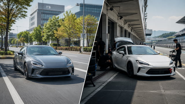 公道中心のスポーツ走行とサーキット走行の違いを表すイメージ