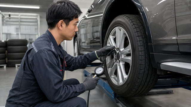車両指定サイズとタイヤ規格を確認する交換作業のイメージ