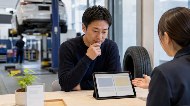 車検と同時の交換と事前のタイヤ交換を比較するドライバー